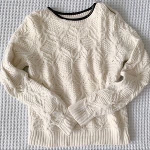 LOFT leather neck and zipper detail sweater